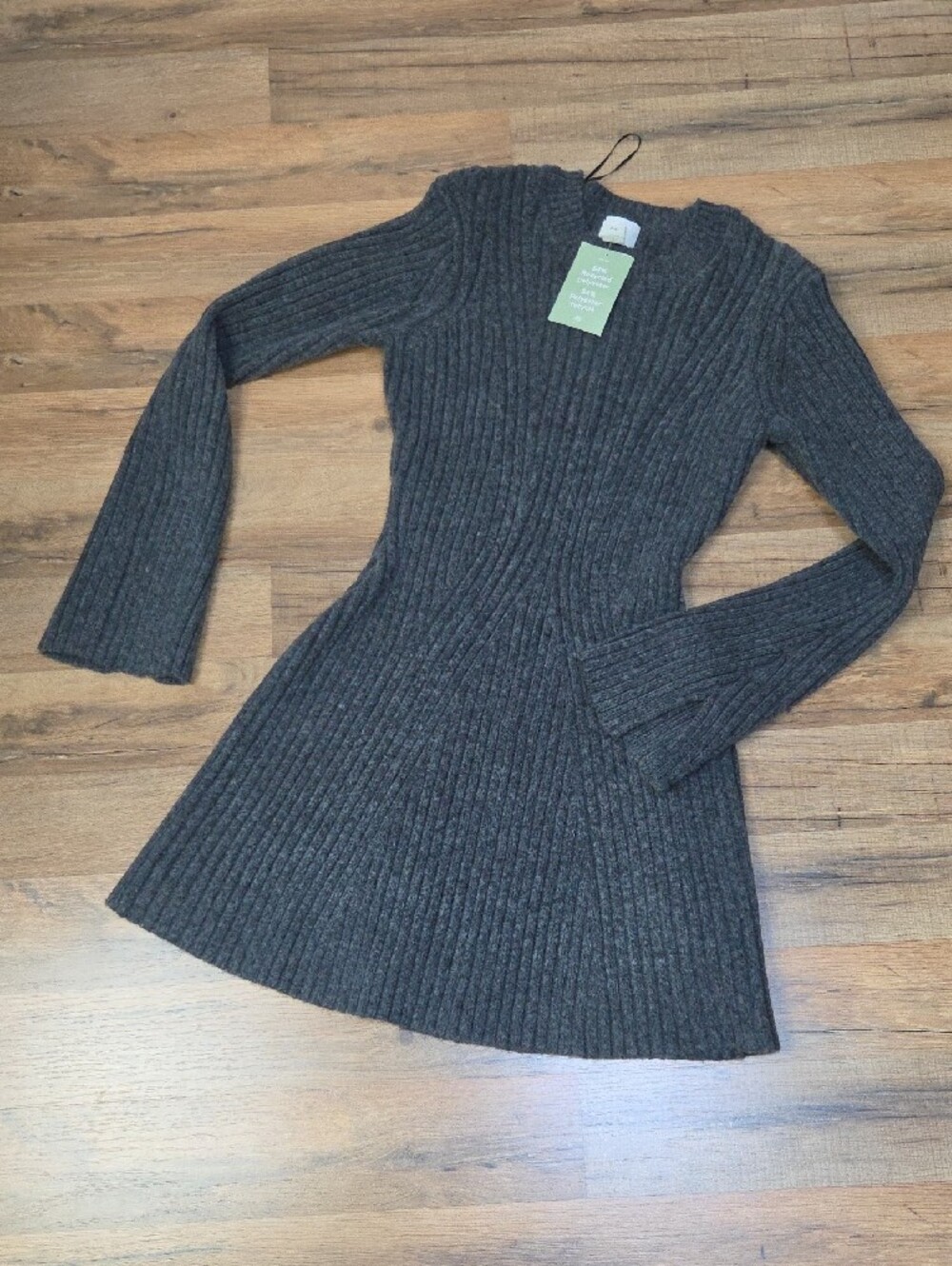 H&M Dark Gray Ribbed Long-Sleeve Knit Dress - Picture 5 of 10